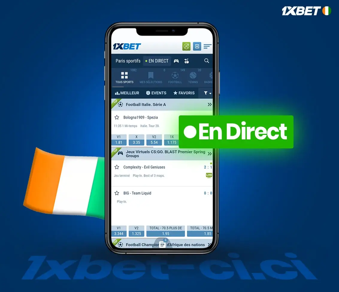 1xBet Côte d'Ivoire Paris en direct