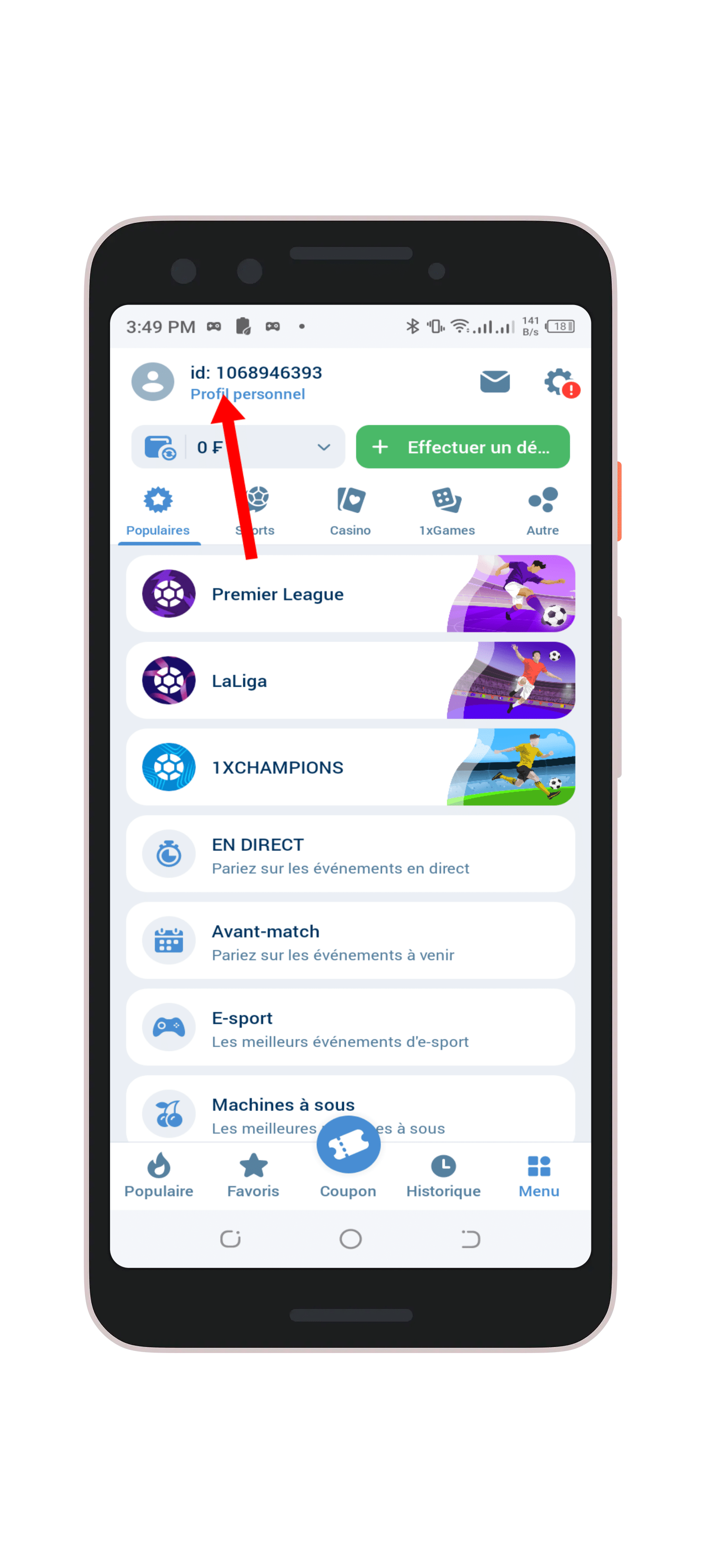 Accéder au profil personnel