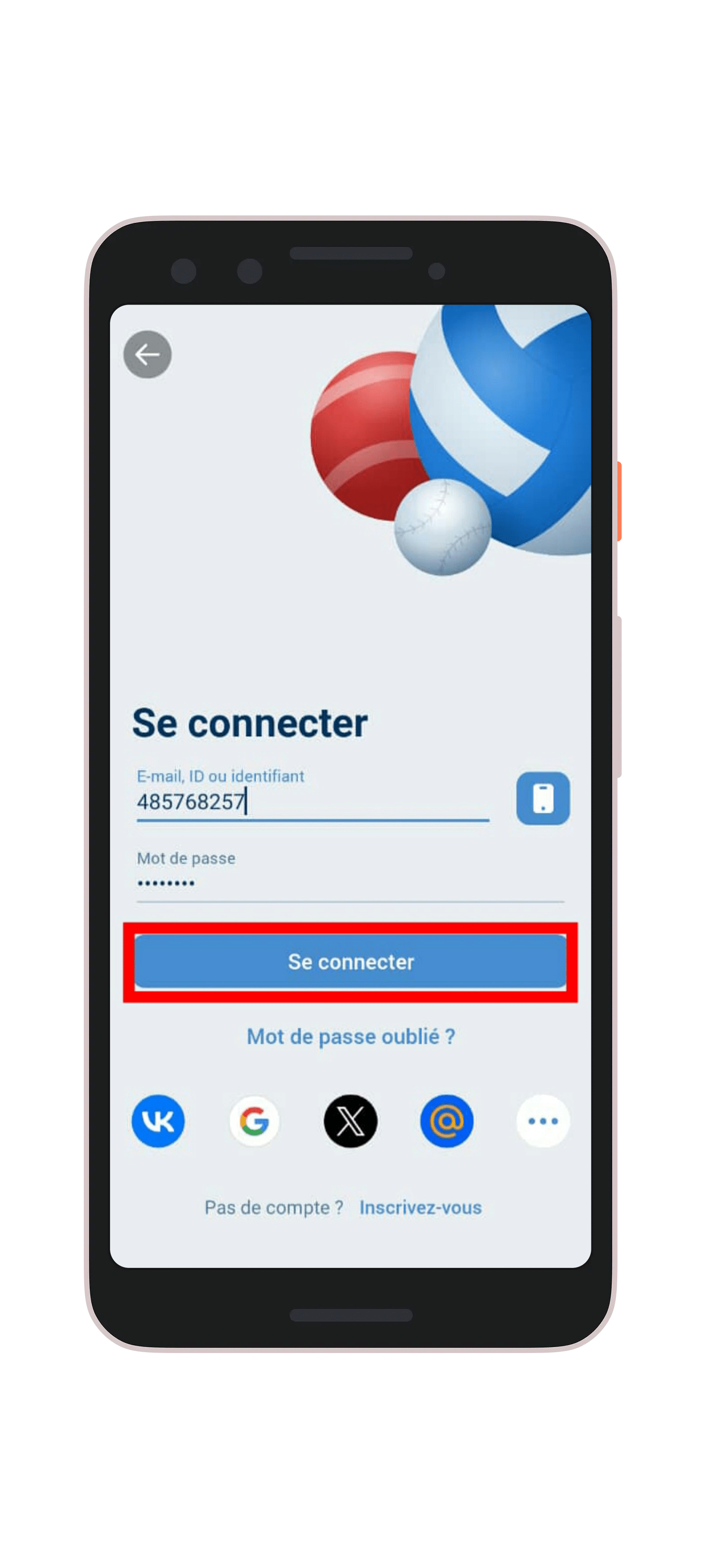 Renseigner les identifiants et cliquez sur "Se connecter"