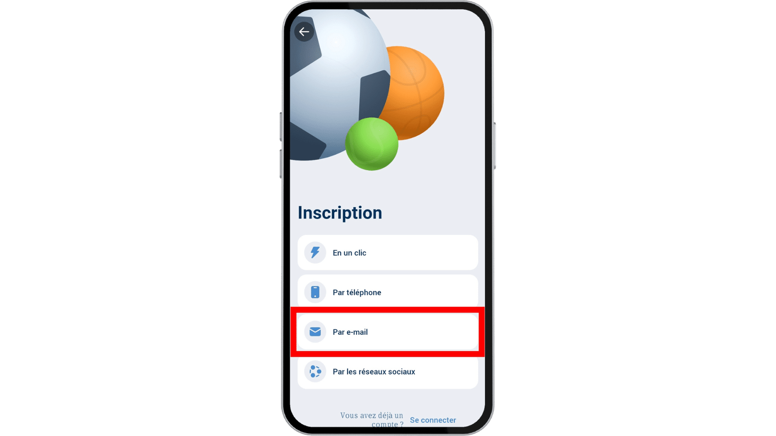 inscription sur dans l’application 1xbet 2