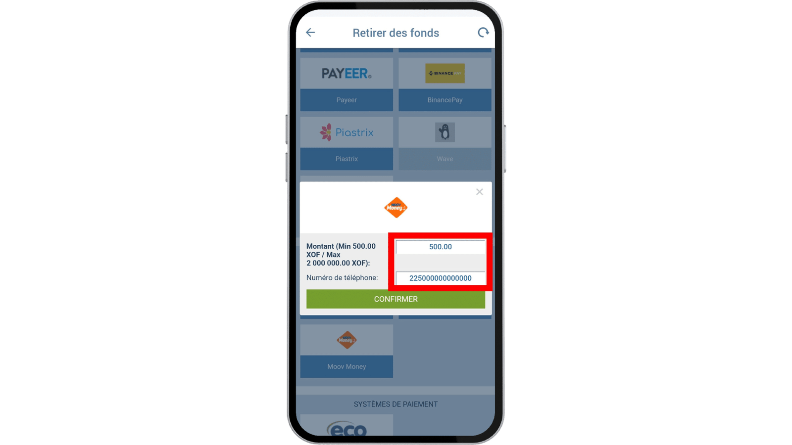 dépôt 1xbet en côte d'ivoire 3