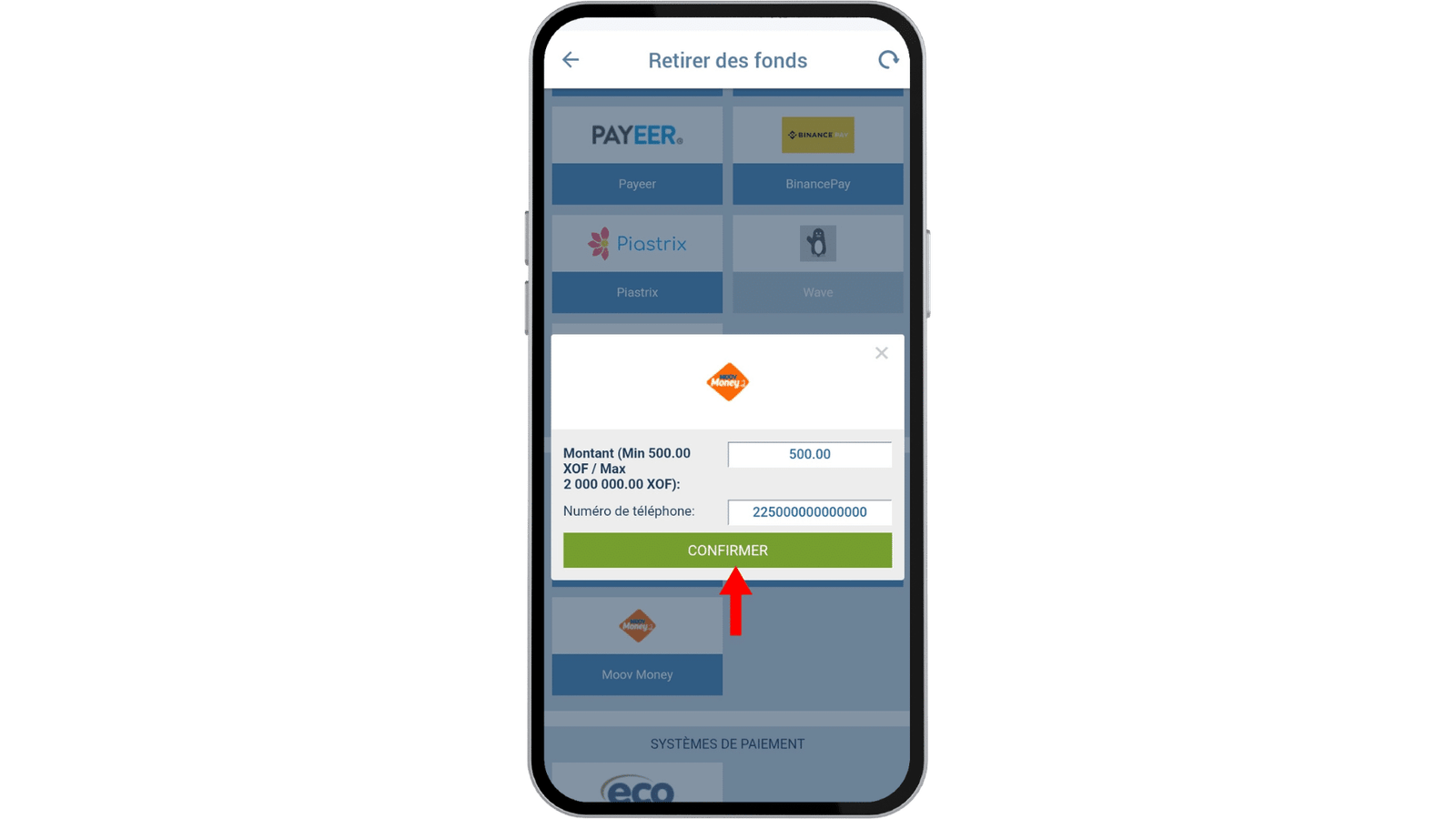 dépôt 1xbet en côte d'ivoire 4